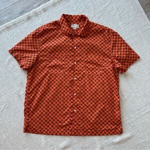 JCrew Men's Original Sportswear Orange and Black Patterned Shirt trademark L